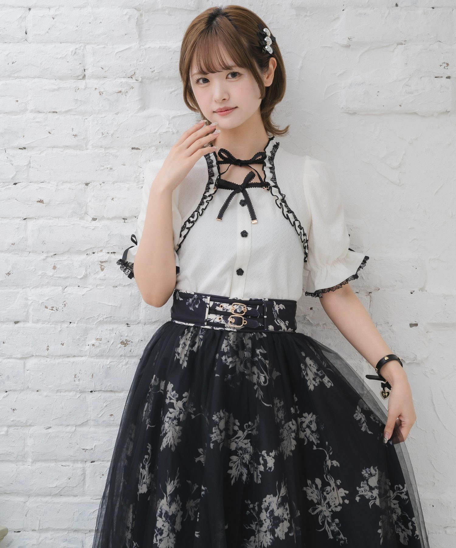 レッドヴァレンティノ チュール スカート ミニ レース 花柄 ピンク  