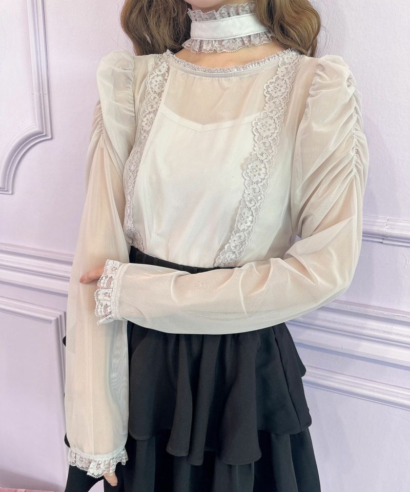 チョーカー付きシアートップス | Rlab store