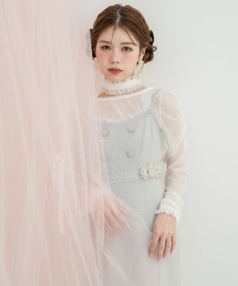 ◆IT MICHAA ボレロ ツイード ミディアム ワンピース STORY 2024年1月号掲載商品］ウォッシャブルサキソニーマキシ