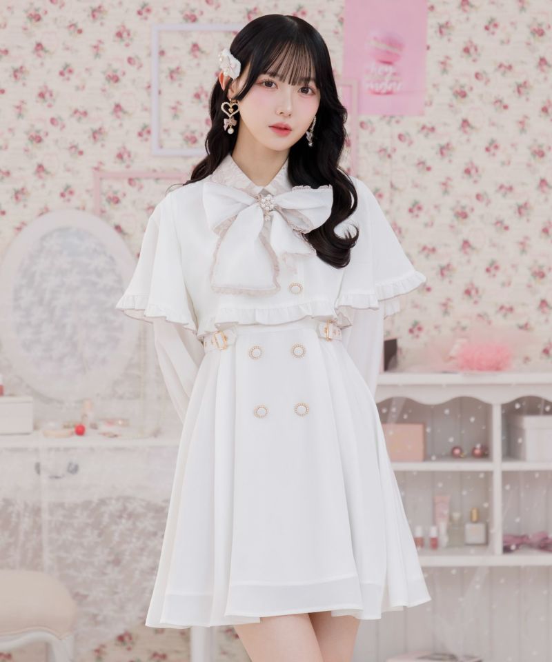 【Lauren Ralph Lauren】白のケープワンピース ケープ ドレス Ralph Lauren(ラルフローレン) - 海外通販のBUYMA
