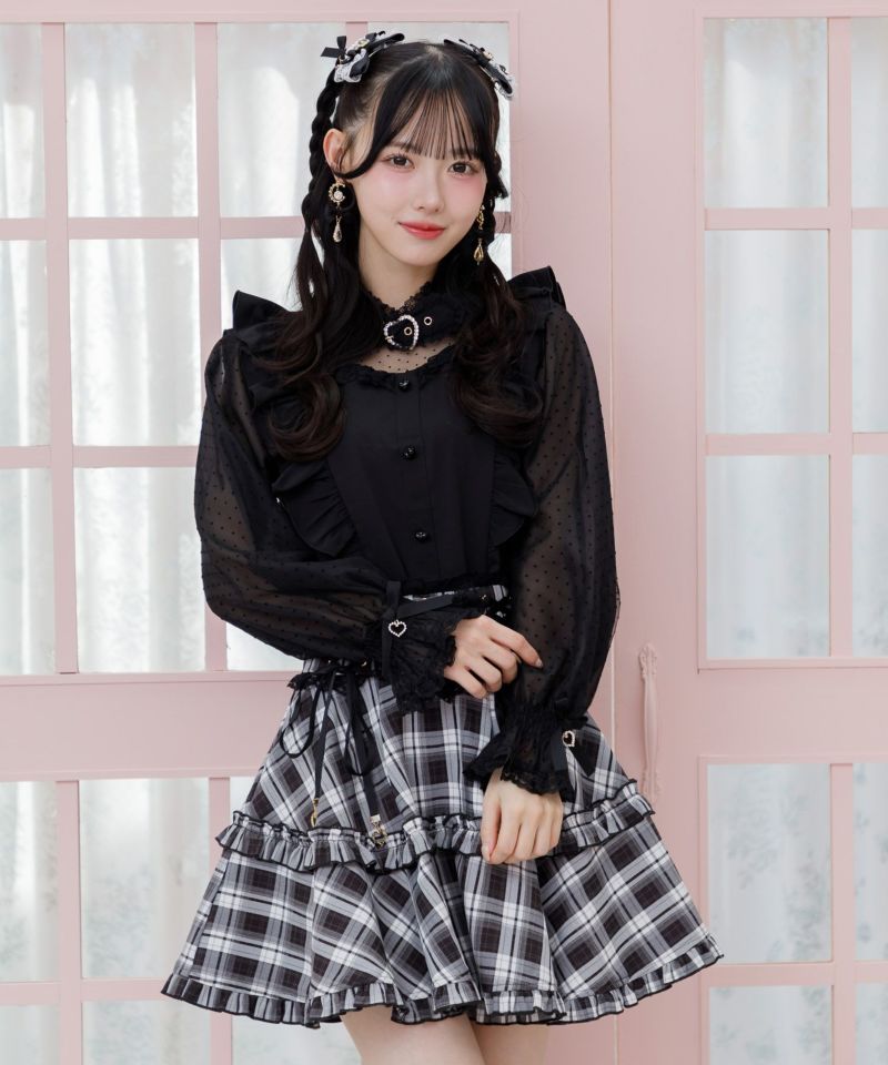 ハートバックルチョーカーシアースリーブブラウス | Rlab store