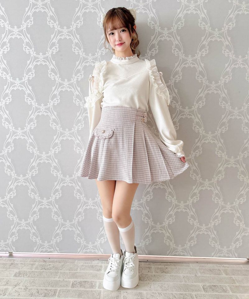 新品タグ付き　ACUTA オーガンジー　レース　ジレ　ボレロ　トップス ロジータ ROJITA 配色レース長袖トップス （ホワイト