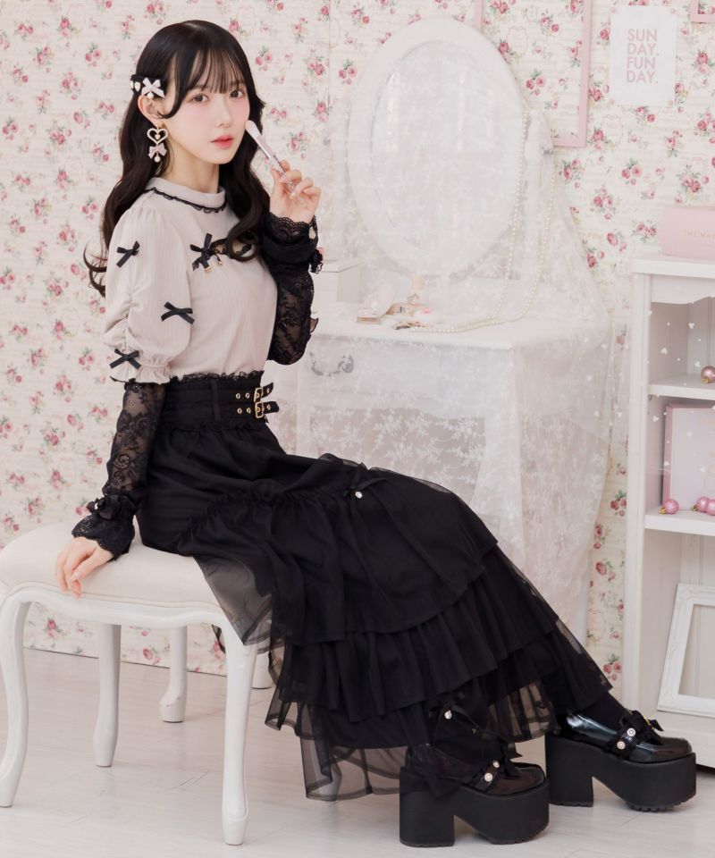 アームウオーマー付き Ribbon Cat Tシャツ（Tシャツ/カットソー