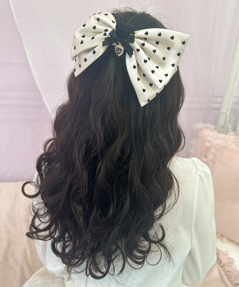 セール】パールドットリボンバレッタ（バレッタ/ヘアクリップ