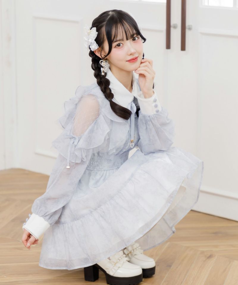 ROJITA 花柄半袖ミニワンピース アイボリー セール】【Mサイズ追加】花柄半袖ミニワンピース（ワンピース