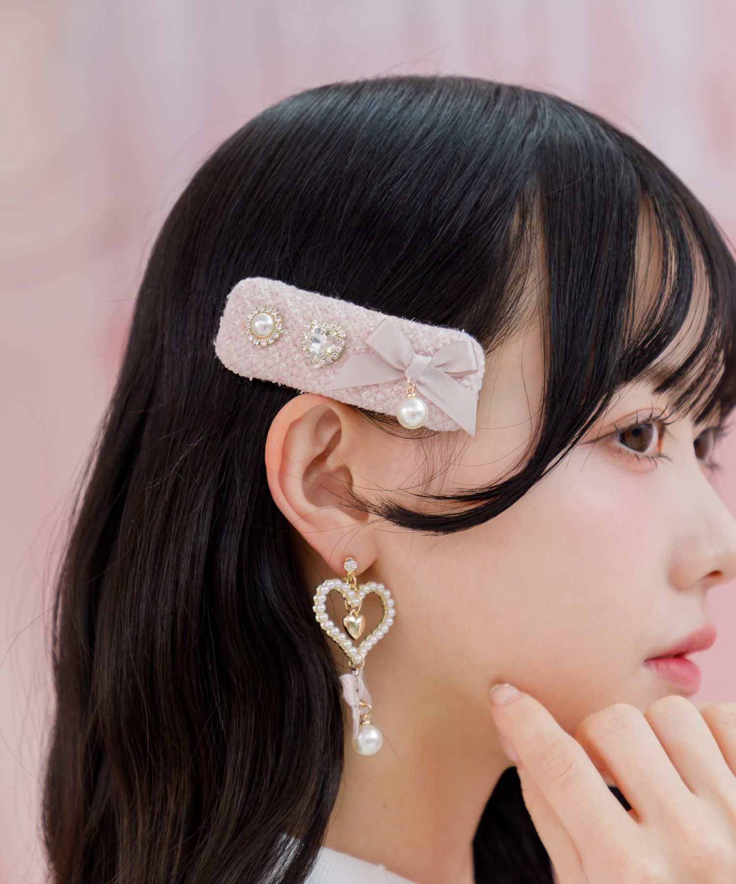 ふわふわツイードリボン付ヘアピン | Rlab store