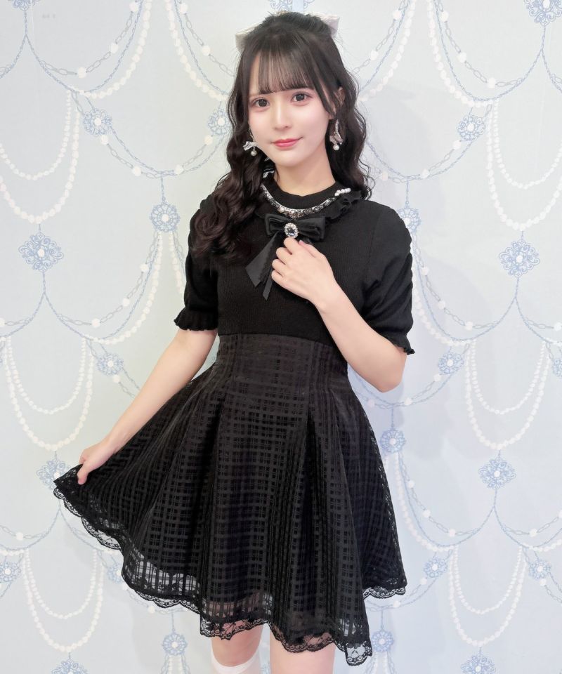 異素材ドッキングデコルテ開きワンピース | Rlab store