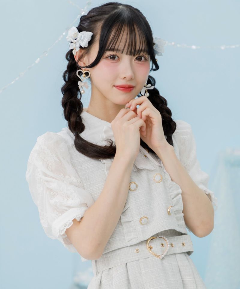 ヘアクリップ　レースデニムレザー　No.578 ギャザーレースレイヤードクリップセット | Rlab store