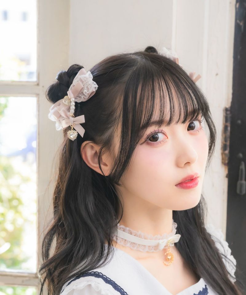 ROJITA ヘアクリップ ギャザーレースレイヤードクリップセット