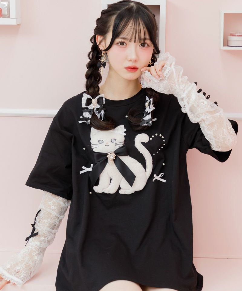 ROJITA アームウオーマー付き Ribbon Cat Tシャツ アームウオーマー付き Ribbon Cat Tシャツ | Rlab store