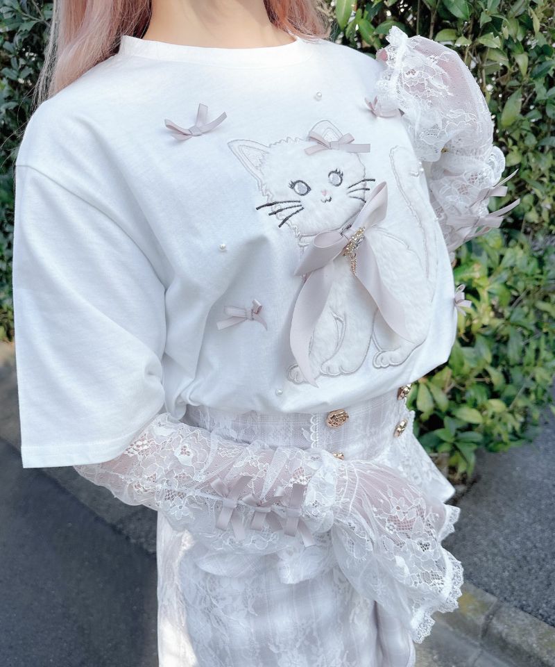 ROJITA アームウオーマー付き Ribbon Cat Tシャツ アームウオーマー付き Ribbon Cat Tシャツ | Rlab store