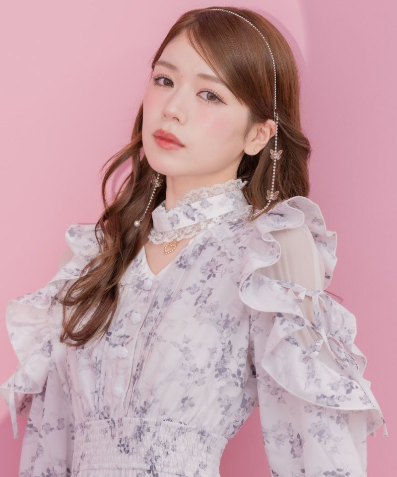 DABUWAWAキュート プリント ローズ リボン ロング ワンピース オリジナルローズリボンロングワンピース | Rlab store
