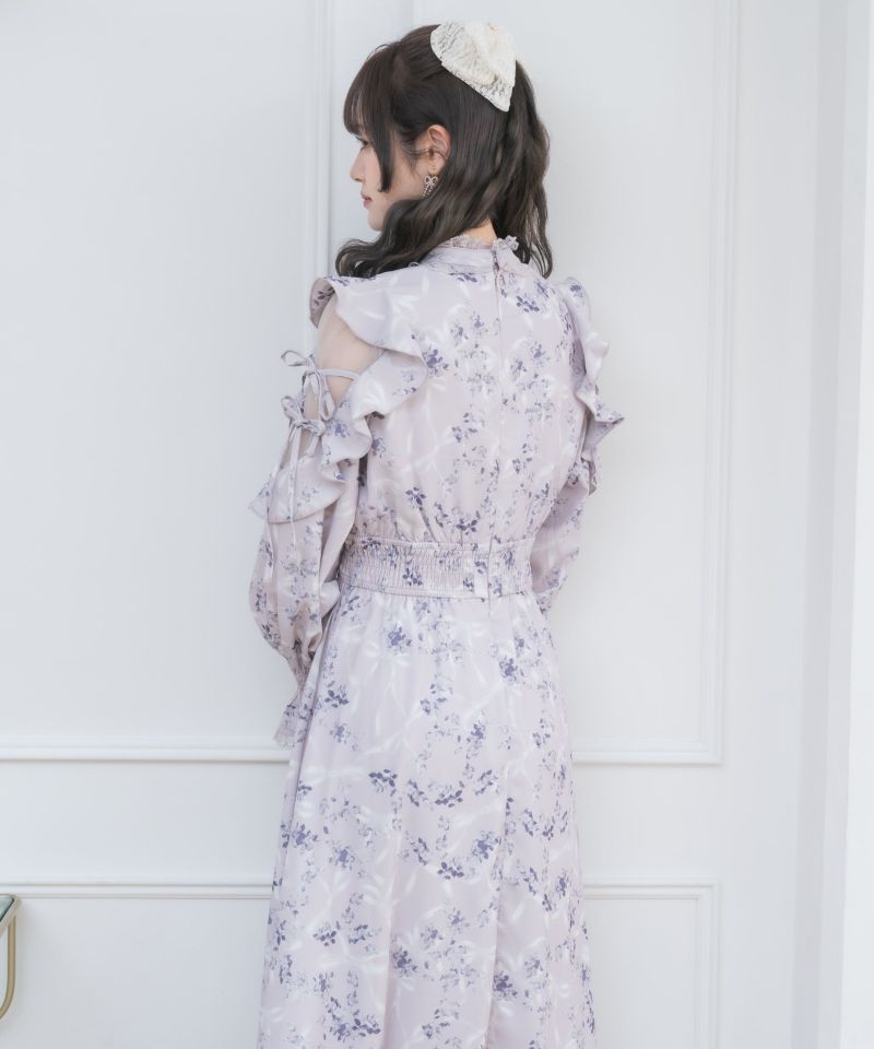 DABUWAWAキュート プリント ローズ リボン ロング ワンピース オリジナルローズリボンロングワンピース | Rlab store