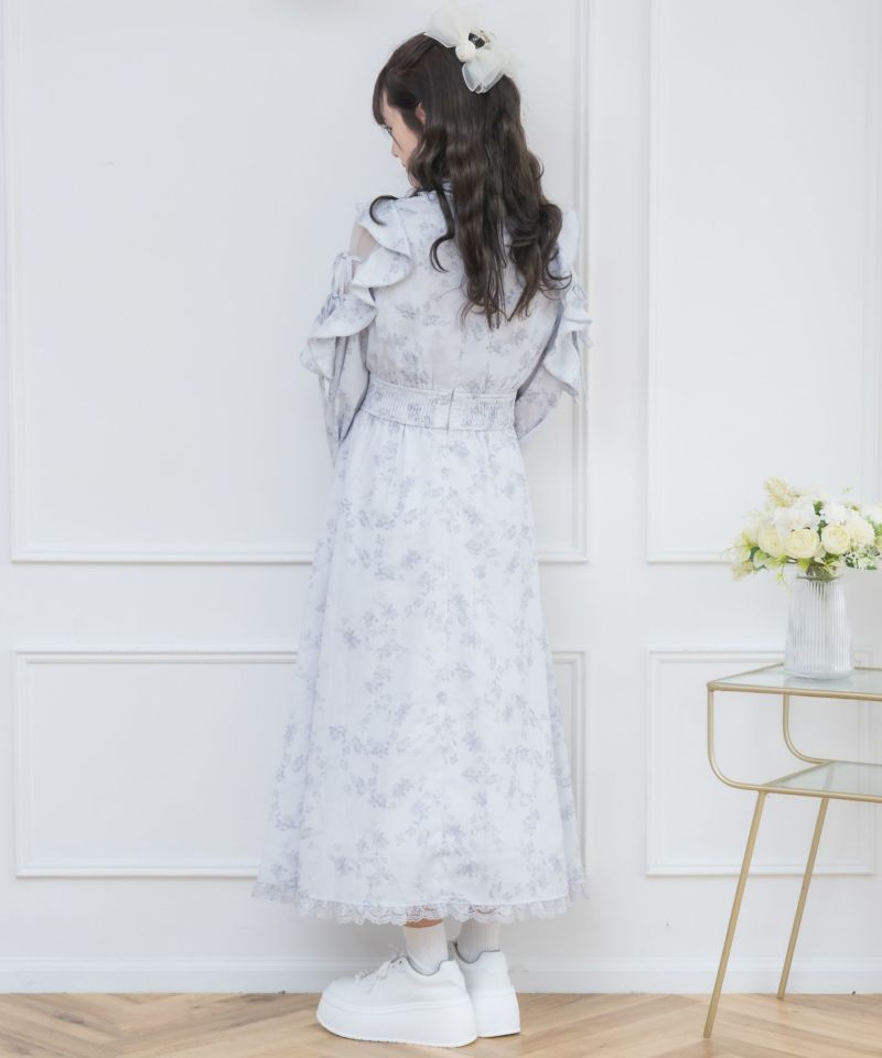 DABUWAWAキュート プリント ローズ リボン ロング ワンピース オリジナルローズリボンロングワンピース | Rlab store