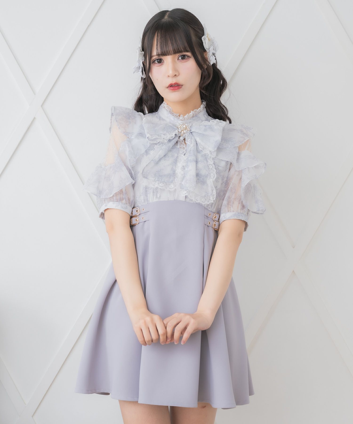 花柄ボウタイドッキングワンピース | Rlab store