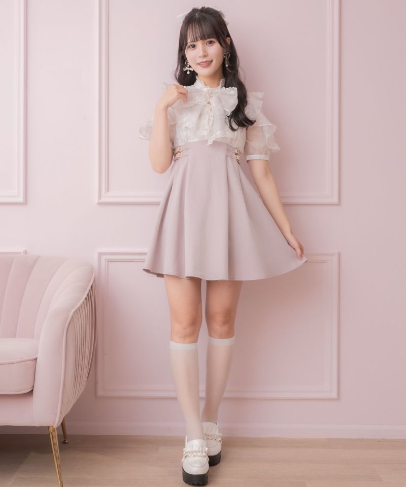 ROJITA 花柄ボウタイドッキングワンピース ブルー ロジータ ROJITA 花柄ボウタイドッキングワンピース （ブルー