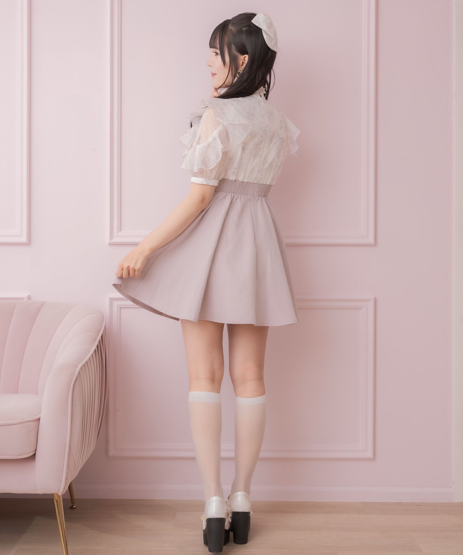 ROJITA 花柄ボウタイドッキングワンピース ROJITA（ロジータ） ワンピース 花柄ボウタイドッキングワンピース