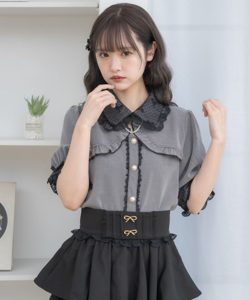 ブラウス シャツ ネックレスチャーム付きボレロデザインブラウス レディース ネックレスチャーム付きボレロデザインブラウス | Rlab store