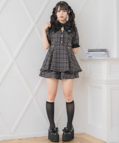 ダブルリボンツイード半袖ワンピース | Rlab store