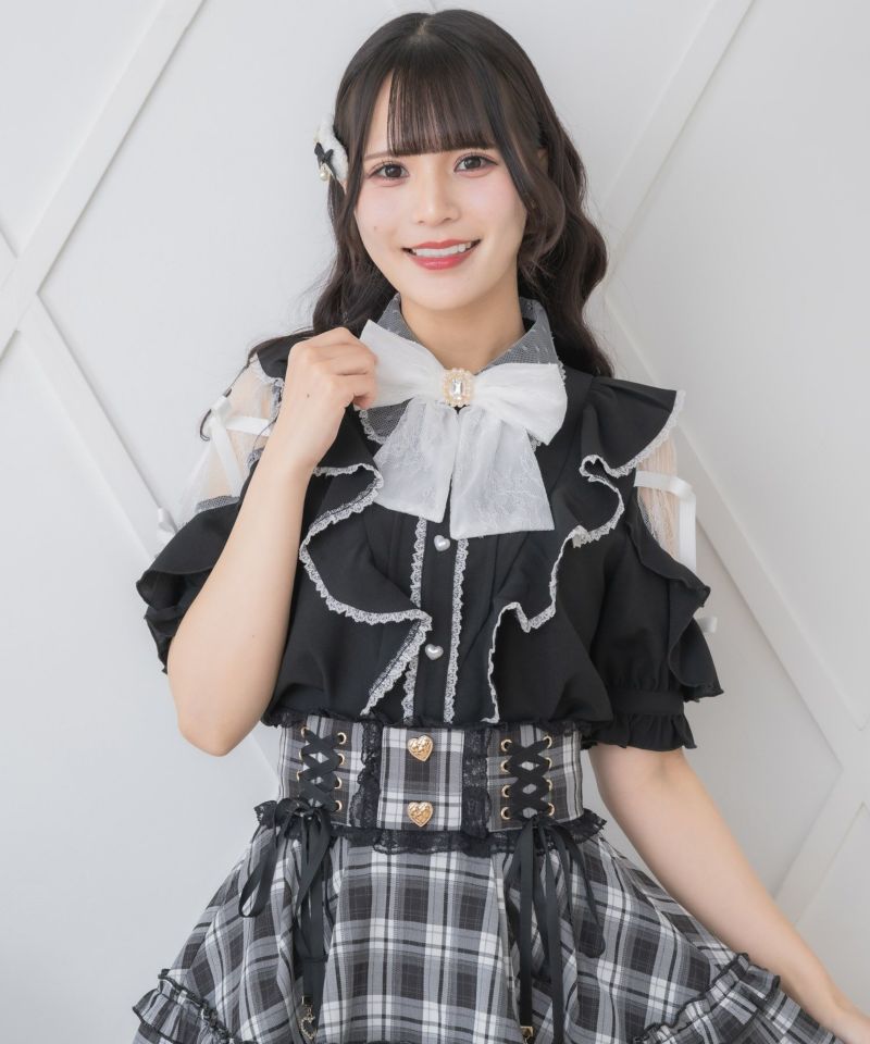 ROJITA 肩レースダブルリボンフリルデザインブラウス ピンク 000000003423-05-l.jpg?t=