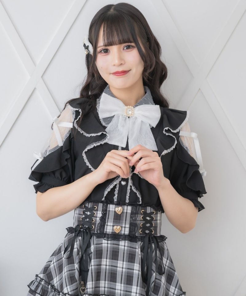 肩レースダブルリボンフリルデザインブラウス | Rlab store