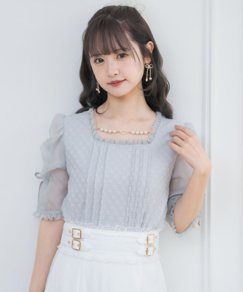 パールチェーンスクエアーネックトップス | Rlab store