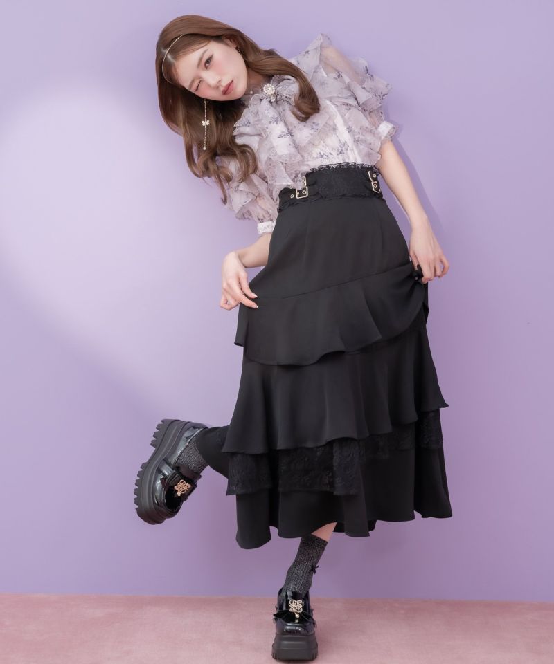 D550-30 イタリア製 CHRISTIAN LACROIX スカート 店舗限定】シャイニーティアードスカート（スカート）｜BLUE