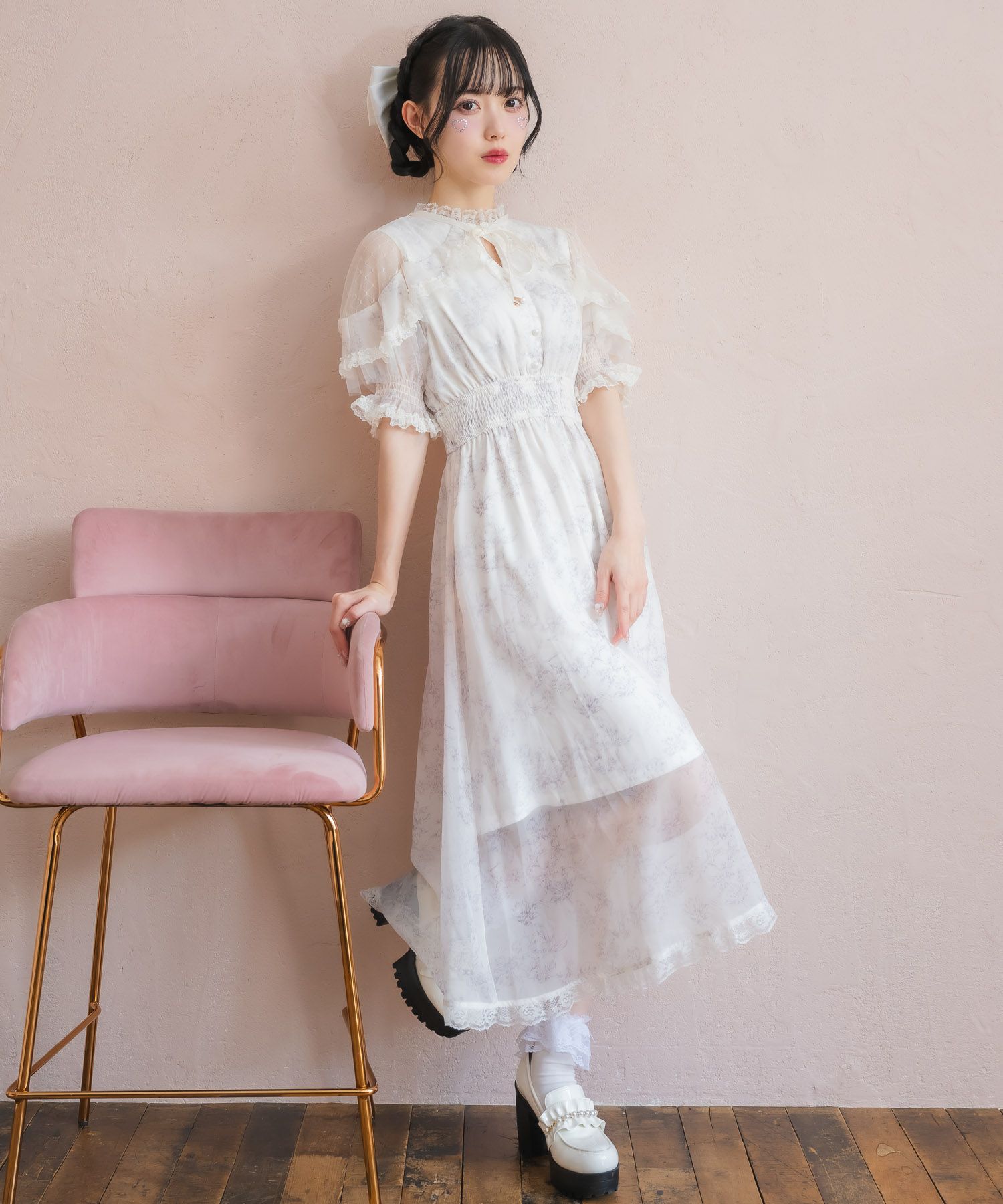 ハウスオブロータス HOUSE OF LOTUS ワンピース ミモレ ロング 七分袖  