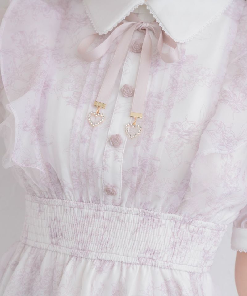 ROJITA 花柄半袖ミニワンピース アイボリー Mサイズ追加】花柄半袖ミニワンピース（ワンピース）｜ROJITA