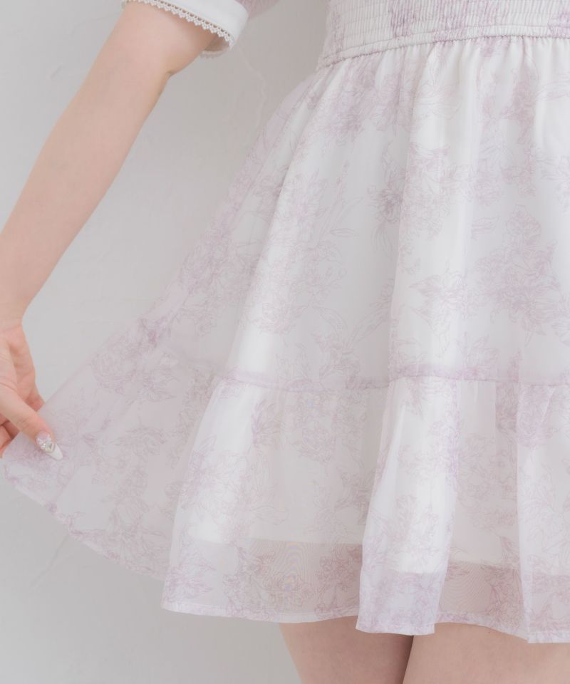 アイボリーのみ予約》花柄半袖ミニワンピース | Rlab store