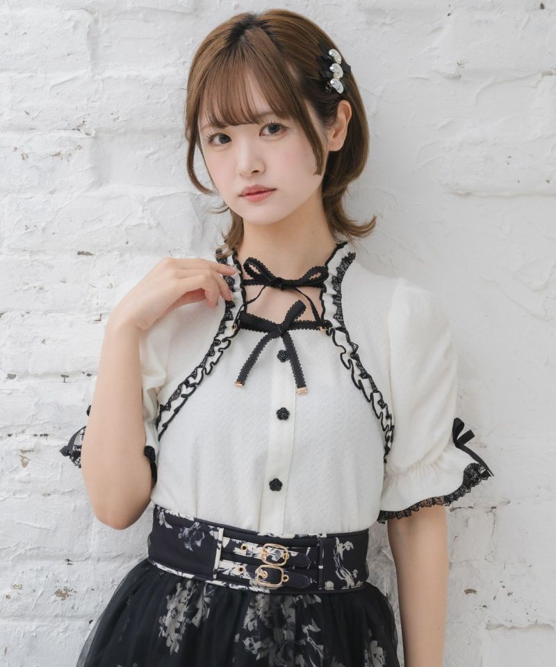 トップス ruro MUMU×aquagarage 裏起毛 トップス シフォン レース シャツ