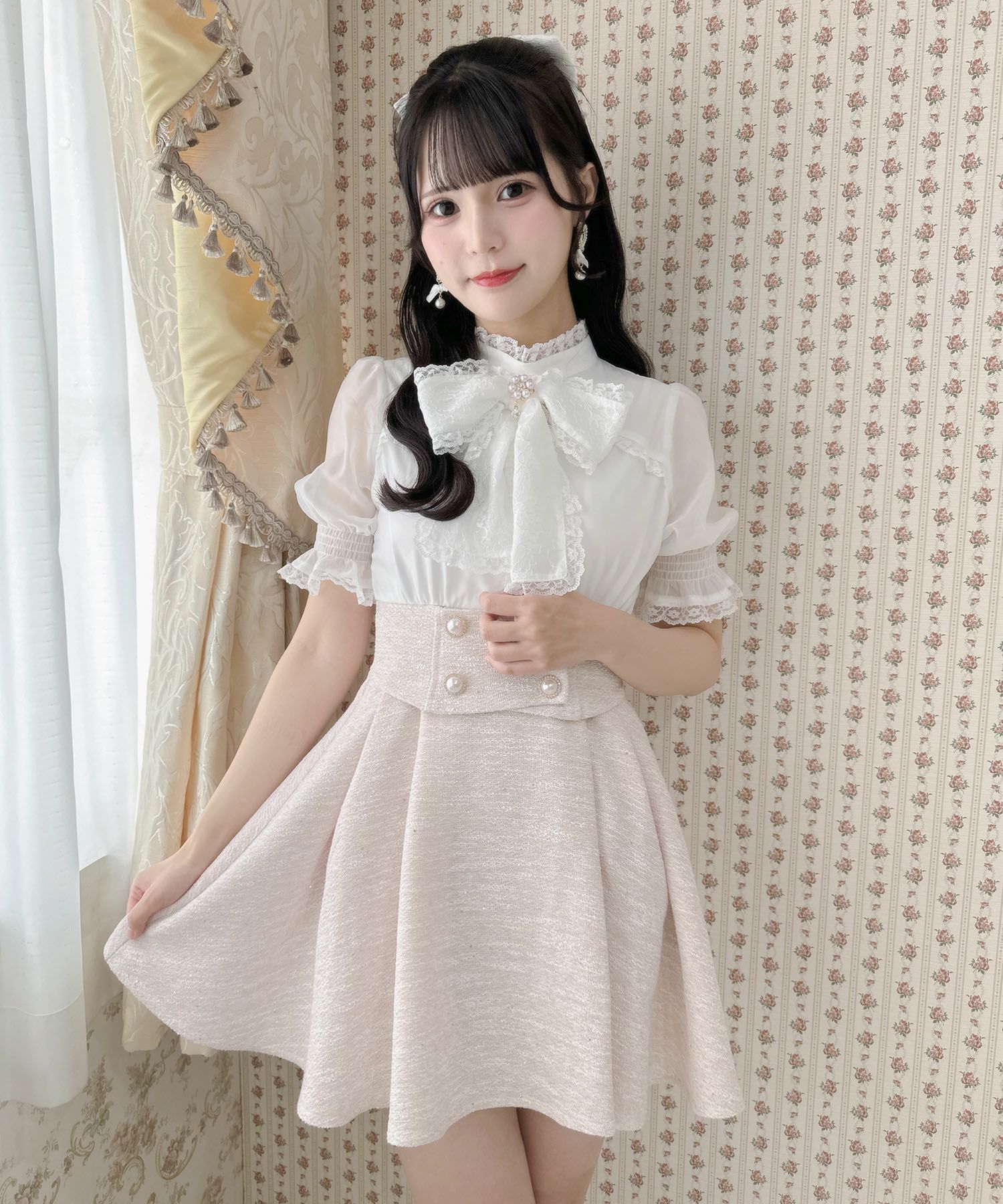 レーシーリボンツイードドッキングワンピース | Rlab store