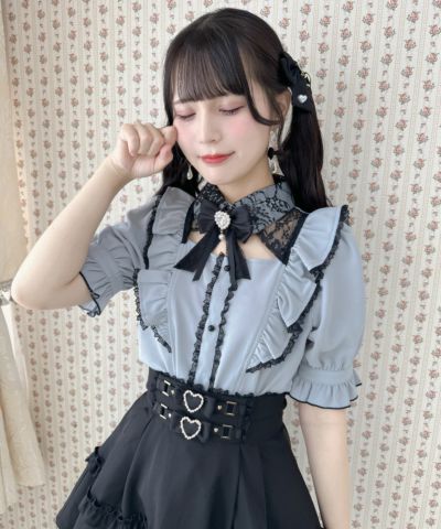 新品タグ付き】Rirandture フリルボウタイミニワンピース ブラック 0