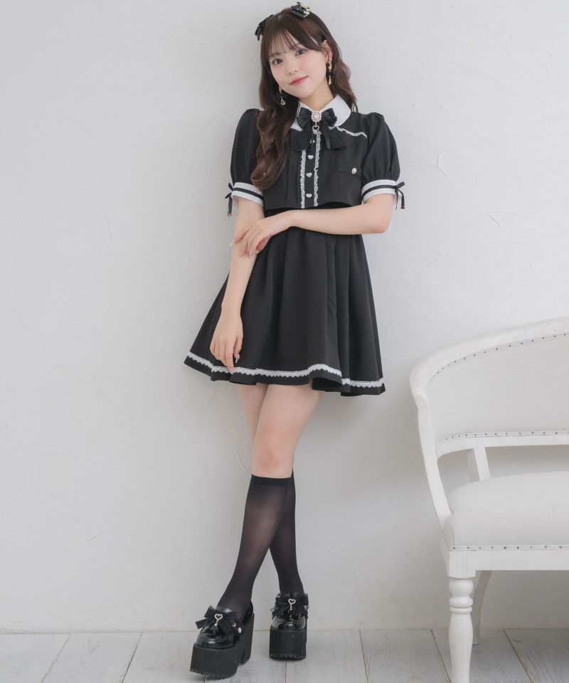 ROJITA ツーピー風ベルトポイントワンピース パープル 量産型 ROJITA ツーピー風ベルトポイントワンピース ピンクベージュ