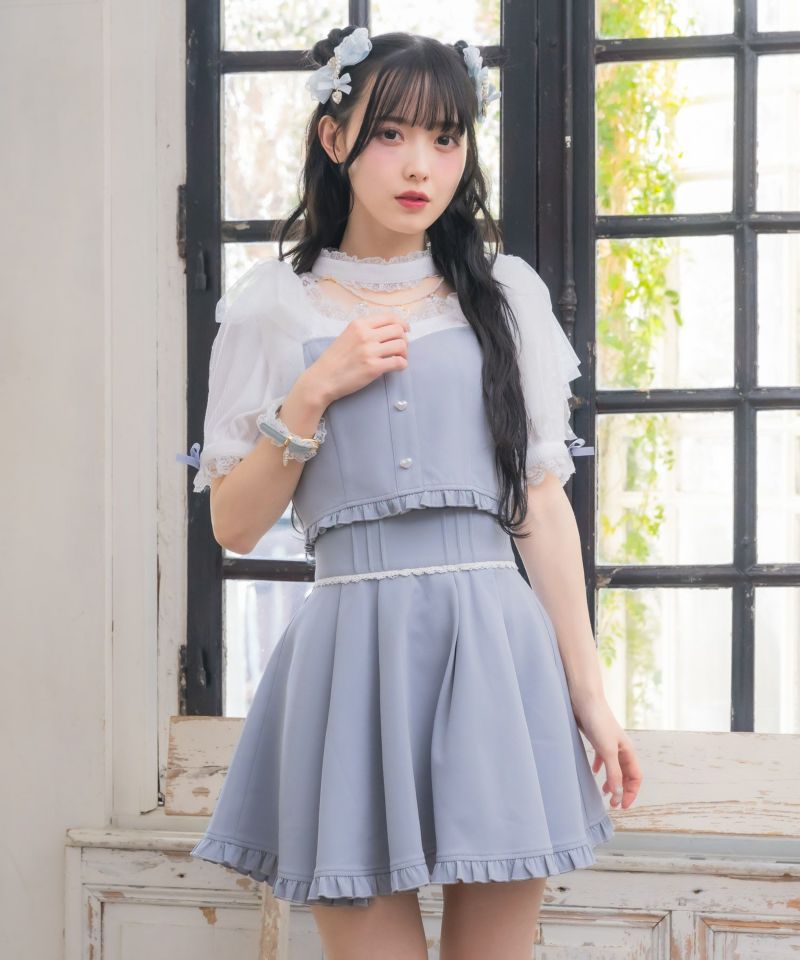 チュールリボンビスチェ×デコルテ開きトップスセット | Rlab store