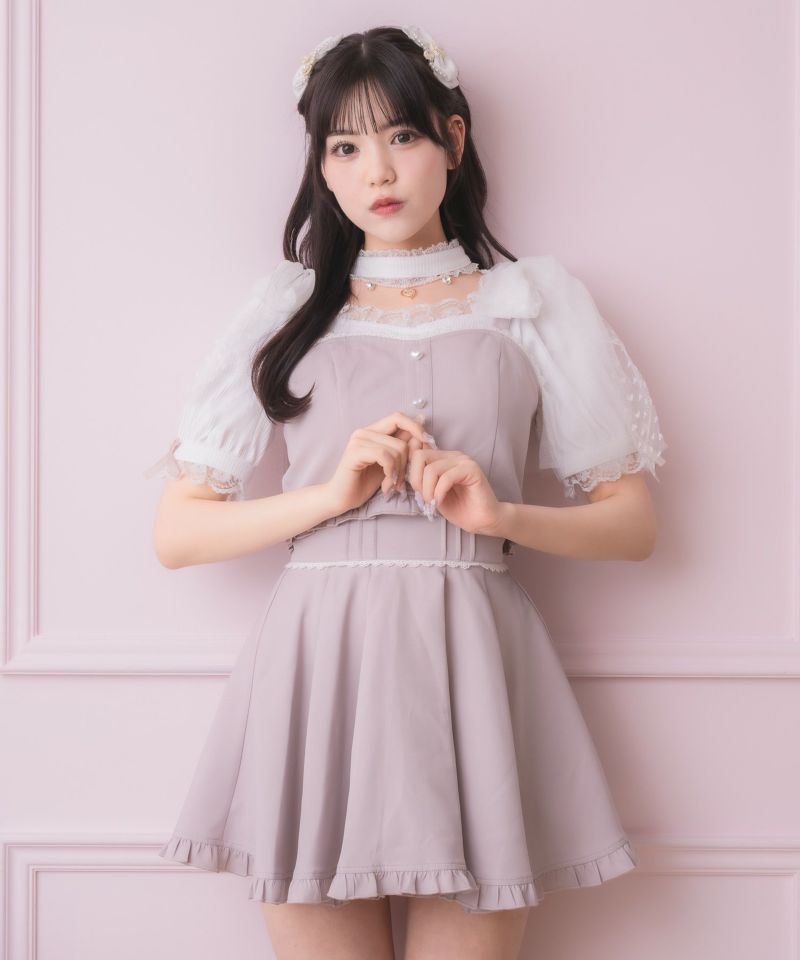 チュールリボンビスチェ×デコルテ開きトップスセット | Rlab store