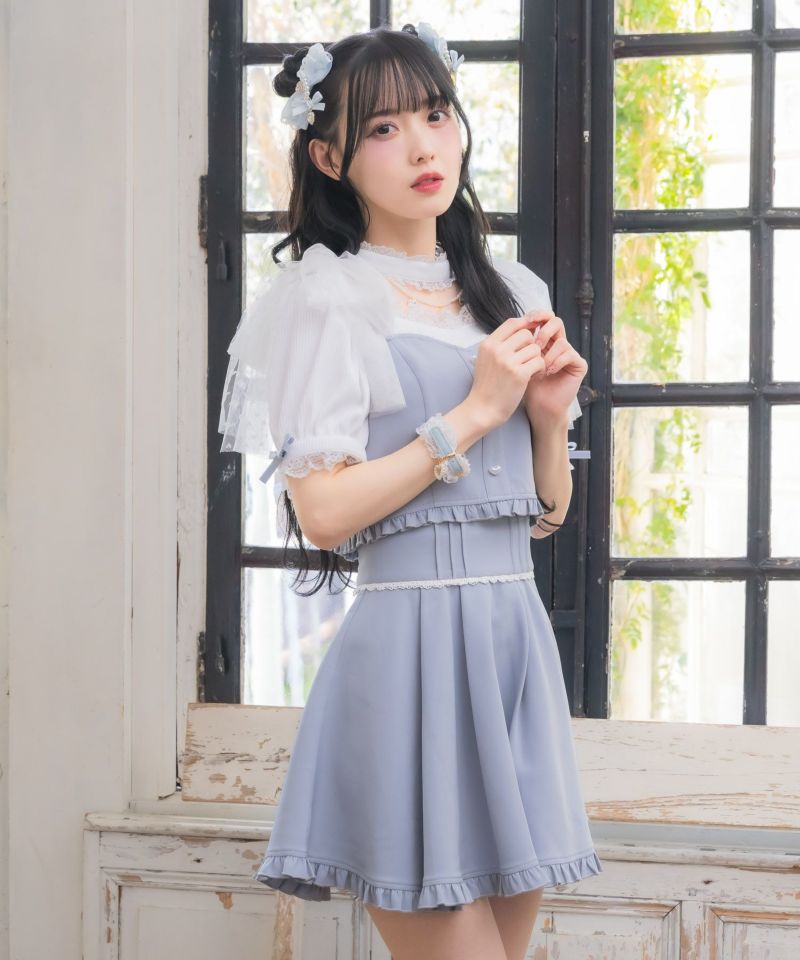 新品　【PUTUMAYO プトマヨ】　ミニフレアスカート　フリル　リボン　レース ampm スカート ポルカドット柄レースフリルリボンミニスカート