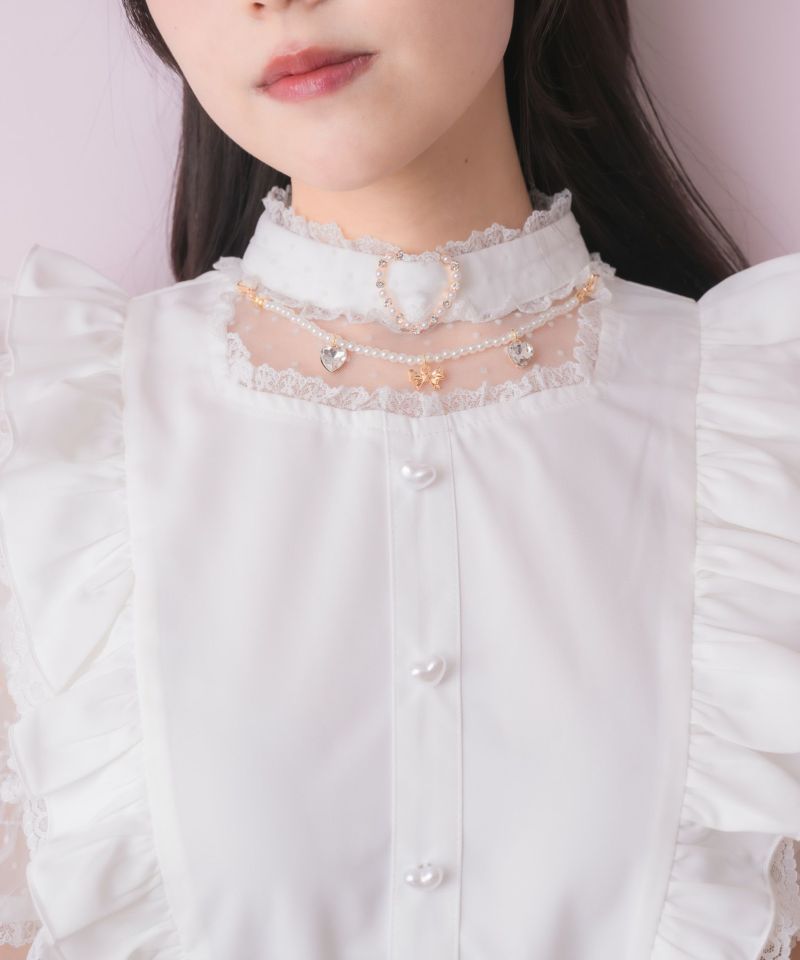 ブラウス シャツ ハートバックルシアードットブラウス レディース ROJITA ブラウス シャツ ハートバックルシアードットブラウス