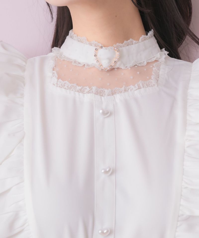 ハートバックルシアードットブラウス | Rlab store