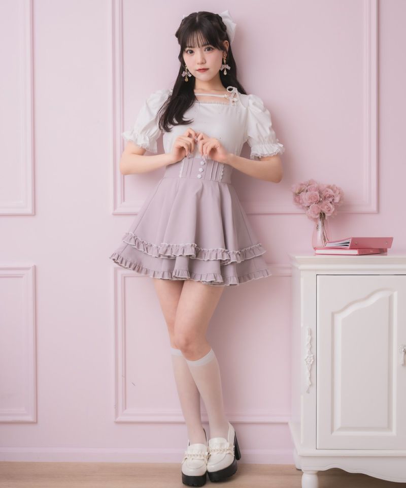 ロジータ バラ釦ポイントダブルフレアスカパン 美品 バラ釦ポイントダブルフレアスカパン | Rlab store