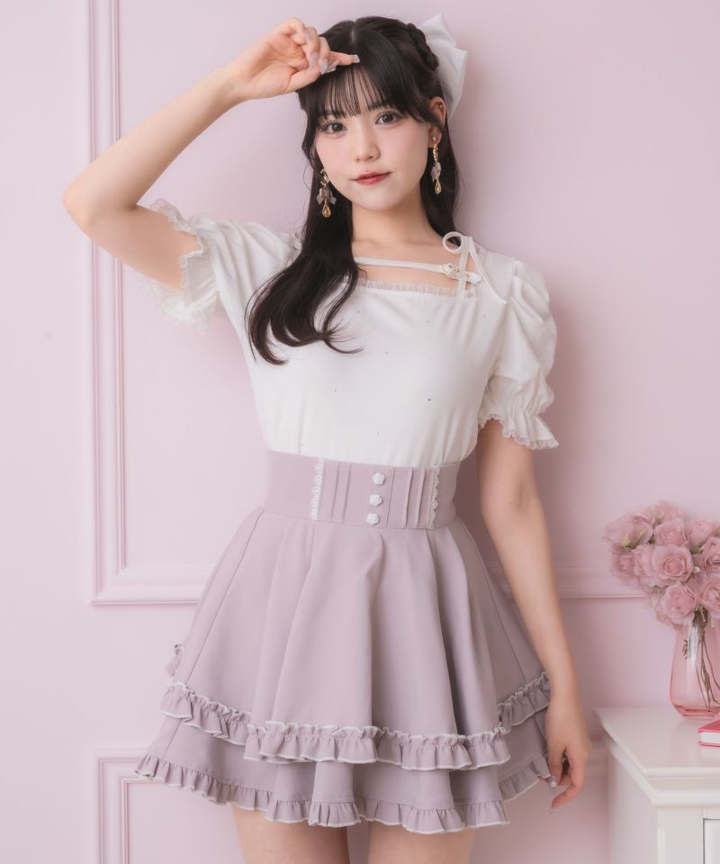 ロジータ バラ釦ポイントダブルフレアスカパン 美品 バラ釦ポイントダブルフレアスカパン | Rlab store