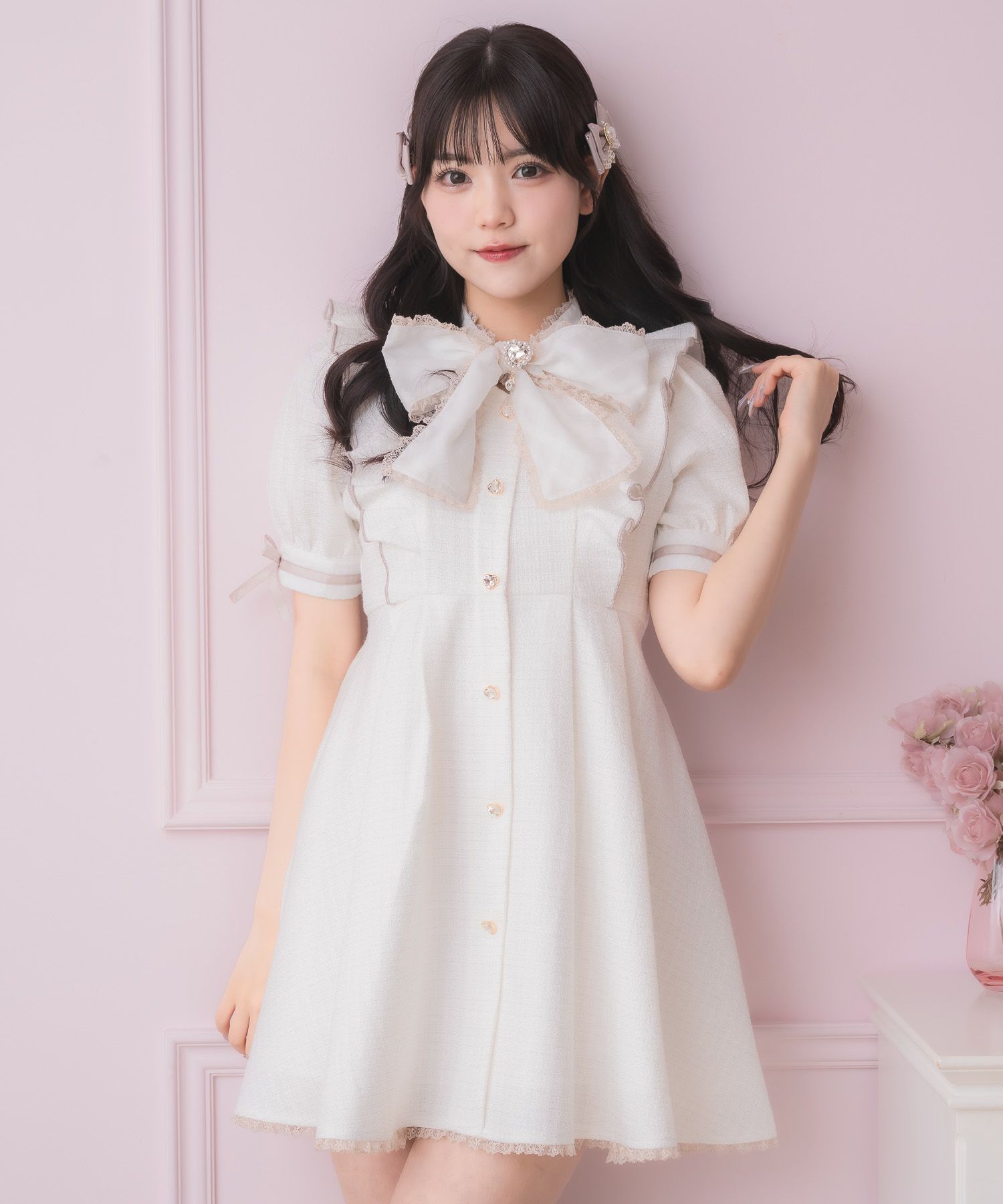 シアーチェックボウタイツイードワンピース | Rlab store