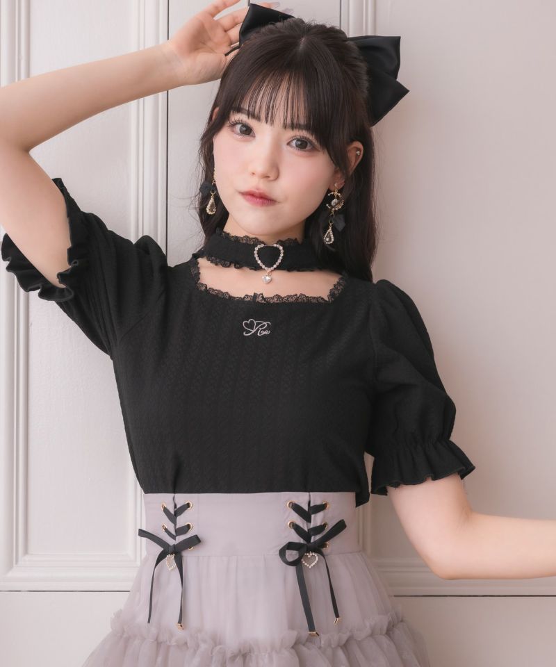 バックルチョーカーハートカットトップス | Rlab store