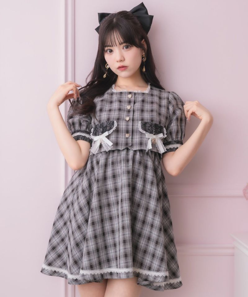 アクセサリー付きリボンワンピース フラップリボン付レイヤードワンピース | Rlab store