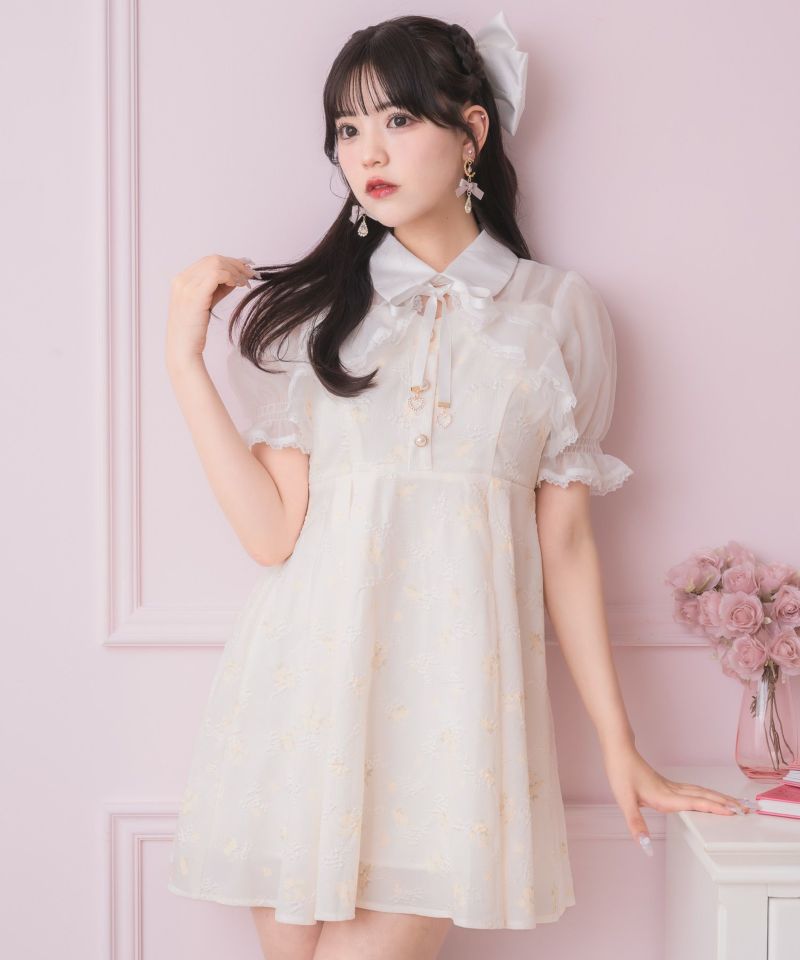 ROJITA シアーボレロ風ワンピース 花柄ピンク シアーボレロ風フラワーワンピース | Rlab store