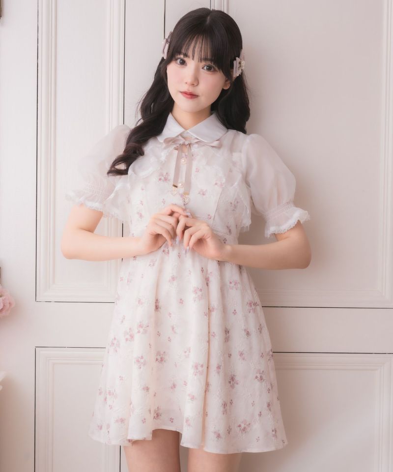 ROSE CAFE ローズカフェ ケティ タックフレアワンピース フラワーブーケ 即納】 《フラワーブーケ🌼》バックリボンワンピース original