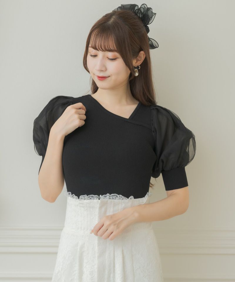 アシメデコルテ開きニット | Rlab store