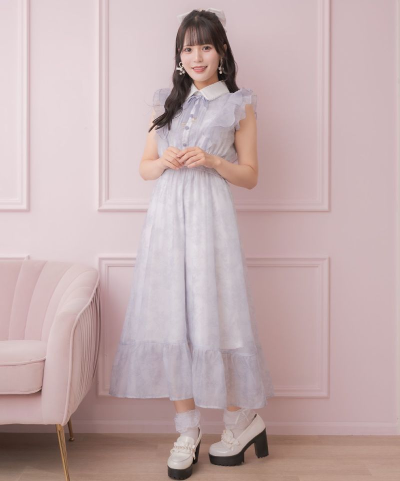 【今月中限定出品】ROJITA アイボリー ワンピース フリル 花柄 量産型 ロジータ ROJITA 花柄ロングワンピース （アイボリー