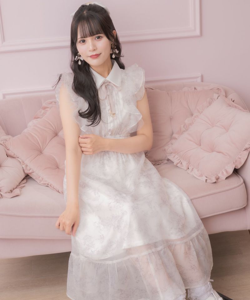 フリルスリーブ花柄ロングワンピース ROJITA ピンク フリルスリーブ花柄ロングワンピース | Rlab store