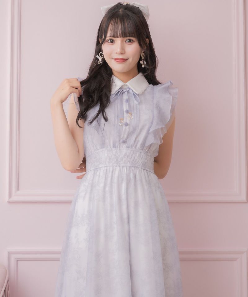 フリルスリーブ花柄ロングワンピース | Rlab store